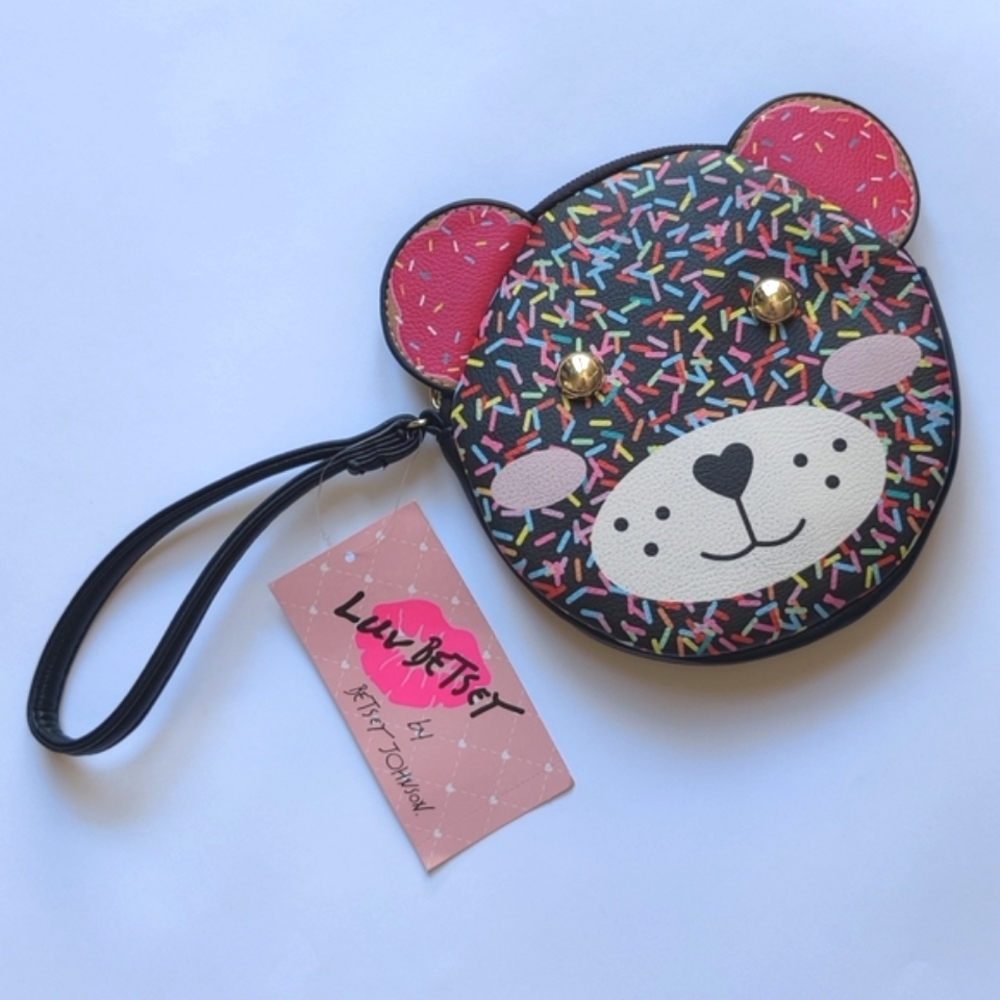 NWT Betsey Johnson Bear Sprinkles Wristlet Coin Purse